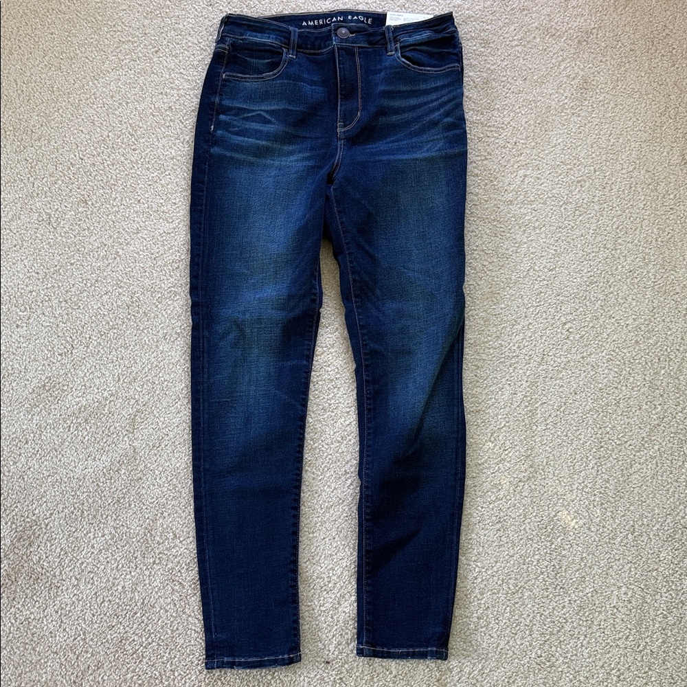 Women's American Eagle Hi-Rise Jegging Blue Jeans - Picture 2 of 3